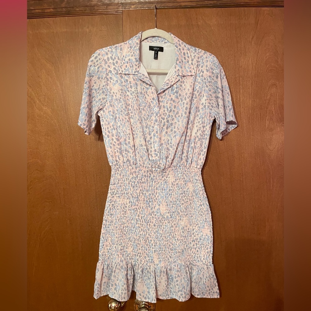 Aqua Pink and Blue Ruffled Buttoned Sundress